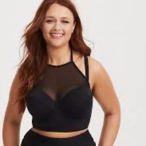 TORRID High Neck Mesh Halter Push Up Bikini Top, Black, Size 2X, NWOT!